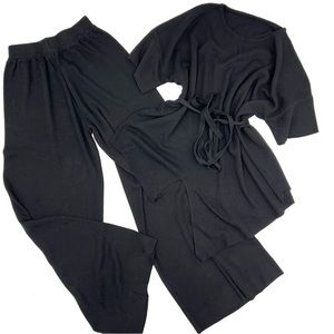 Knitted Set Pants Top Flare Pants Wide Leg High Waisted High Rise Adjustable